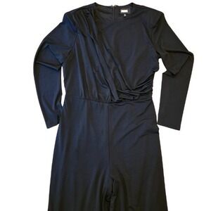 Alexia Admor Women's MILAN JUMPSUIT Sz M wide long leg long sleeve Black Lined